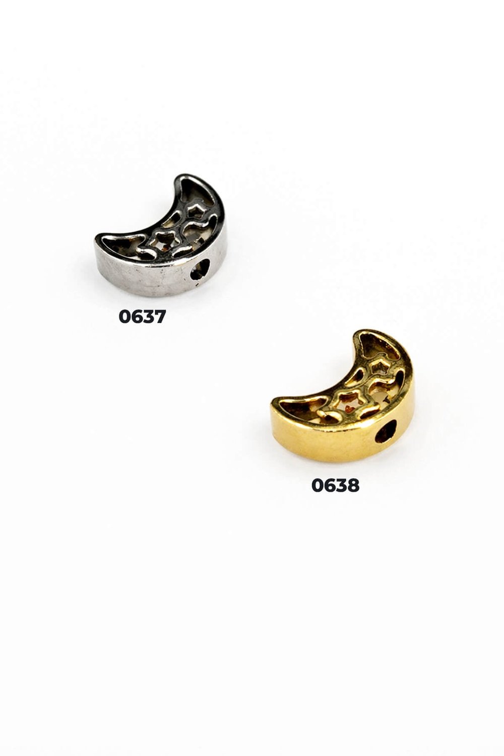 Gold - Gümüş Yarım Ay Kesim Çelik Kolye Ucu