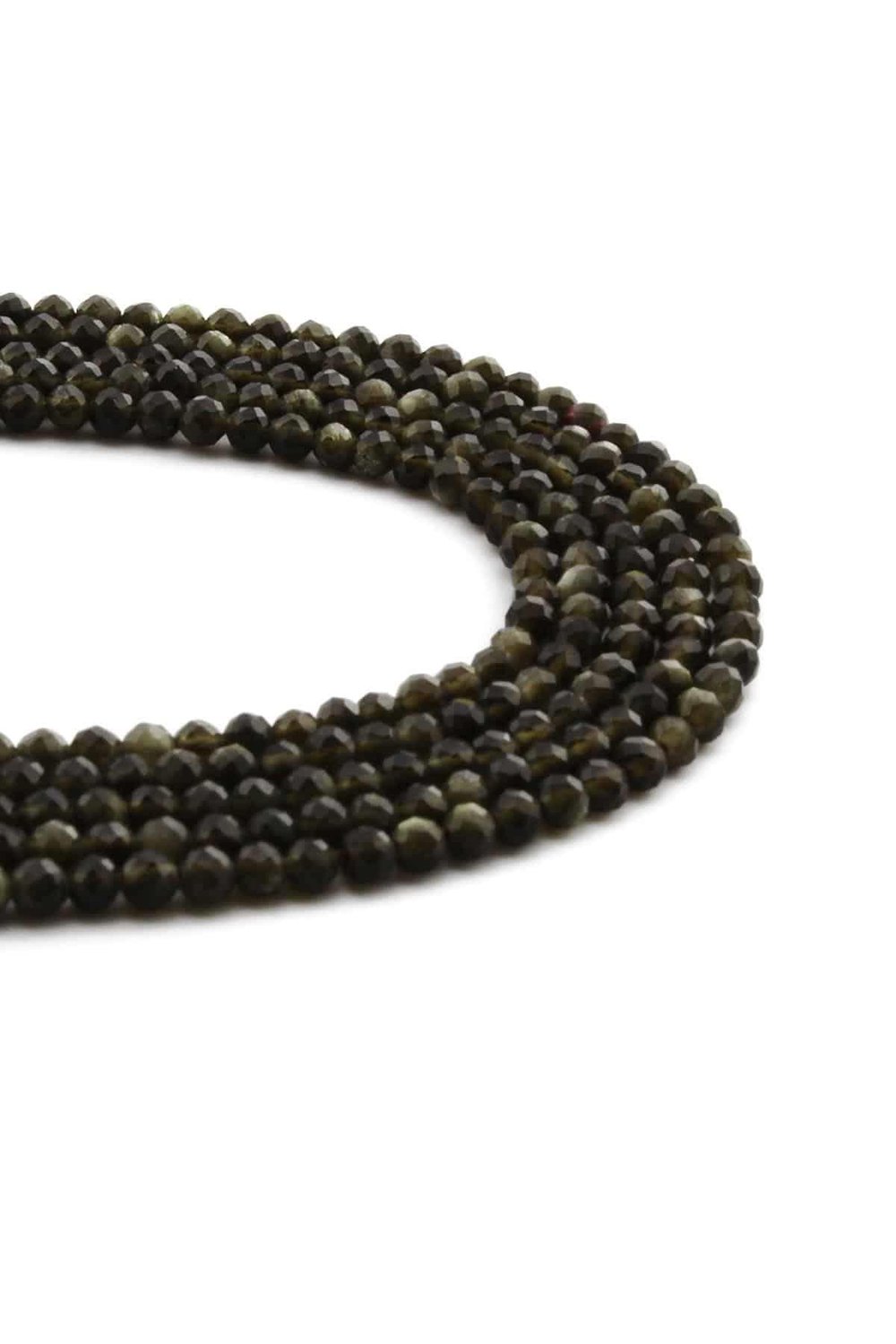 Gold Obsidyen Taşı Küre Kristal Kesim Parlak Gold 3mm Doğal Taş Dizi [AA]