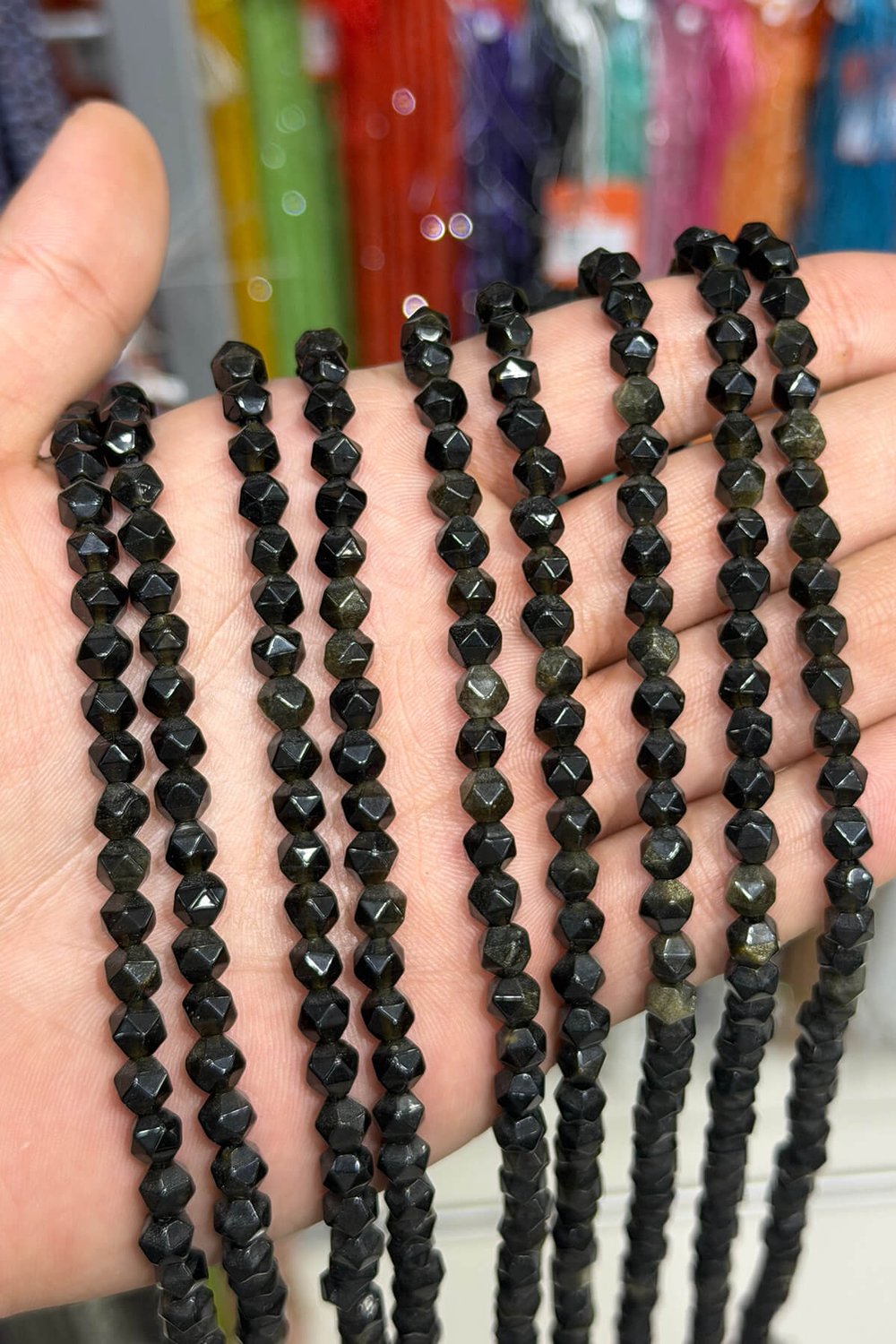 Gold Obsidyen Taşı Küre Kesim Parlak Gold 6mm Doğal Taş Dizi [AA]