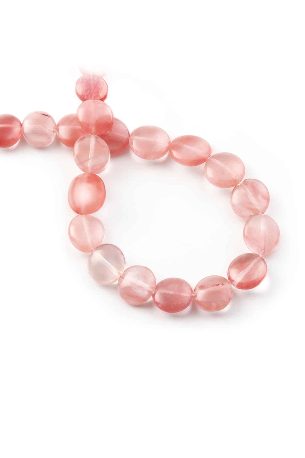 Rose Quartz Natural Stone Circle Cut 14mm String Of Beads