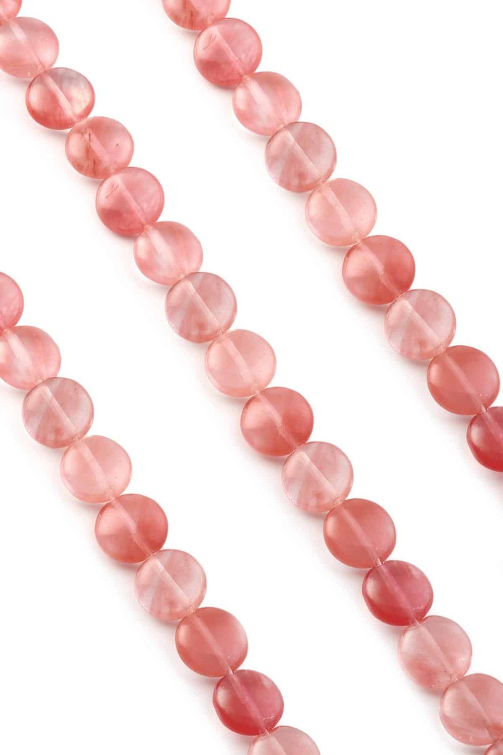 Rose Quartz Natural Stone Circle Cut 14mm String Of Beads