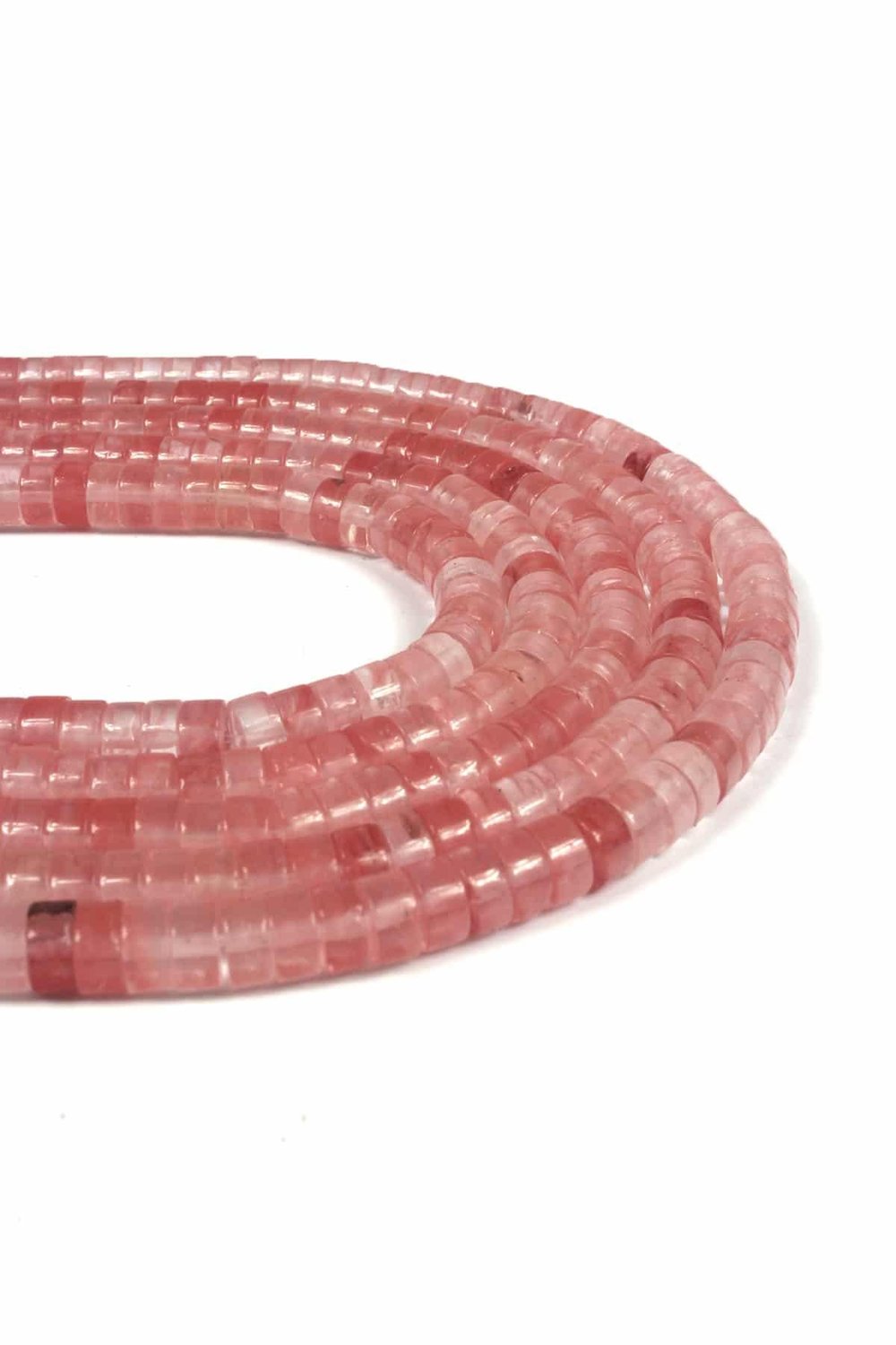 Rose Quartz Natural Stone Shiny Dore Cut 6x3mm String Of Beads