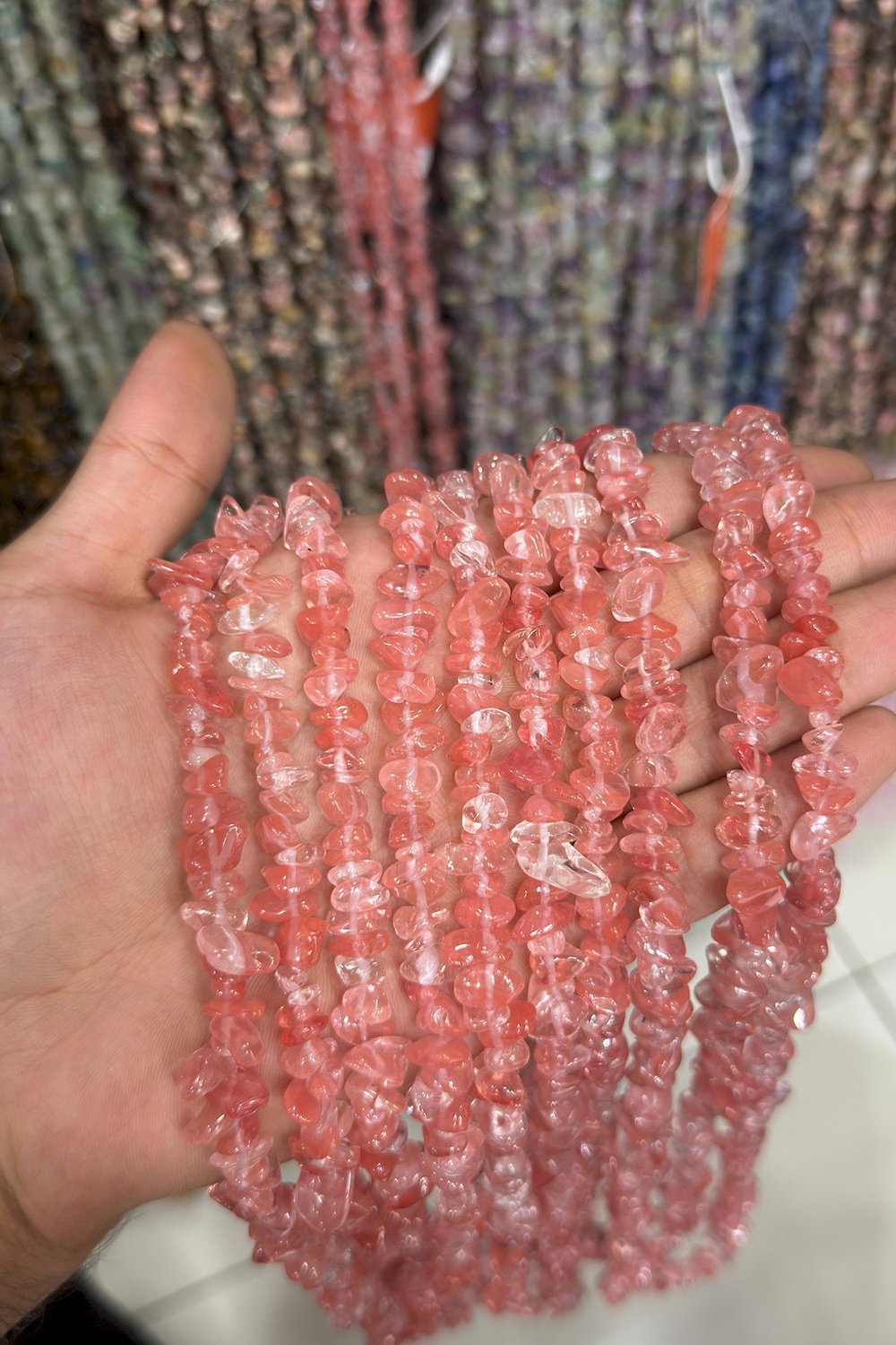 Gül Kuvars Kırık Taş Parlak Pembe Doğal Taş Dizi