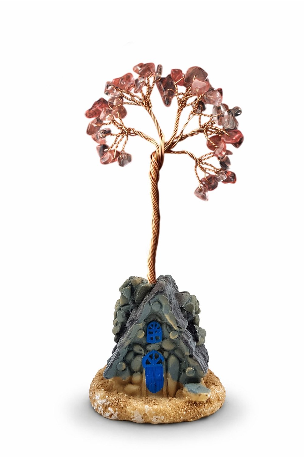 Rose Quartz Stone Handmade 5x12 cm Decorative Tree of Life