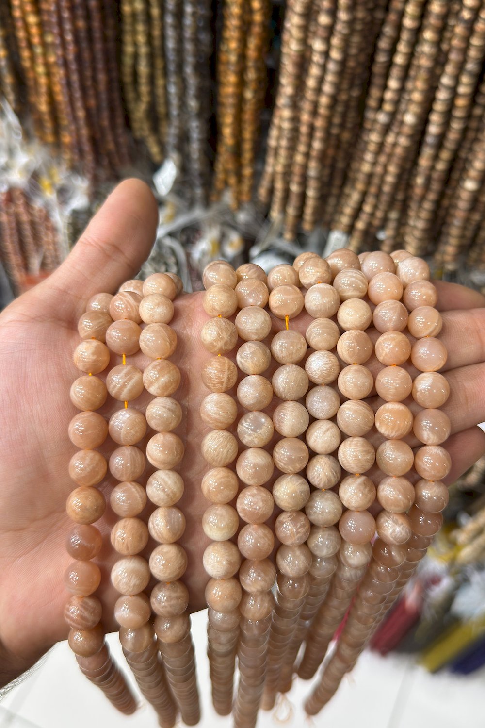 Güneş Taşı Küre Kesim Parlak 10mm Doğal Taş Dizi [AA]