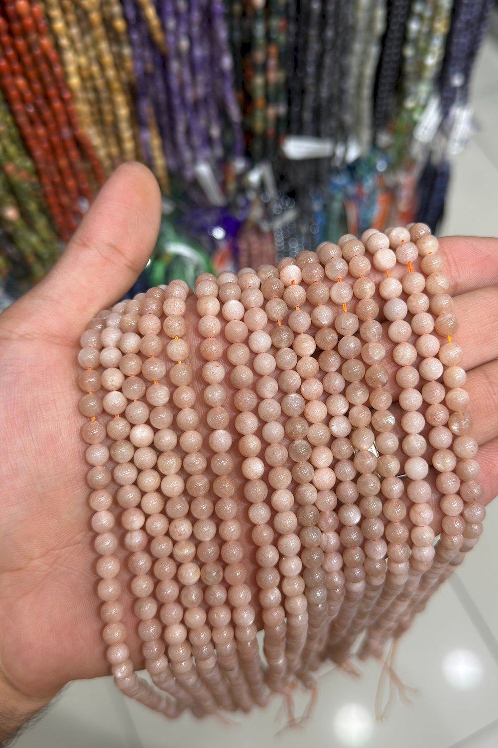 Güneş Taşı Küre Kesim Parlak 6mm Doğal Taş Dizi [AB+]