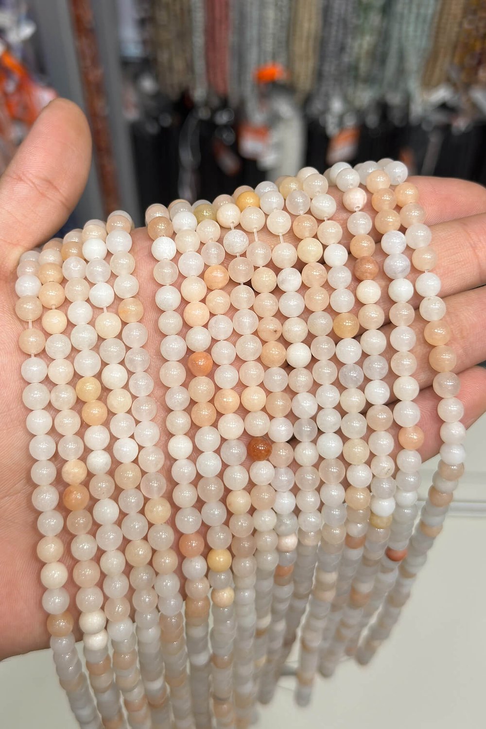 Güneş Taşı Küre Kesim Parlak 6mm Doğal Taş Dizi [AB+]