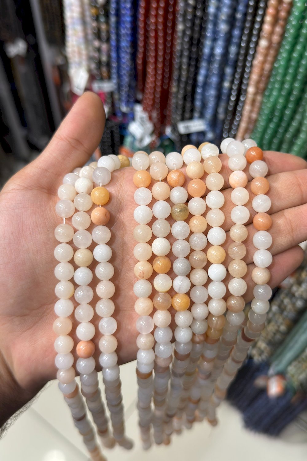 Güneş Taşı Küre Kesim Parlak 8mm Doğal Taş Dizi [AB]