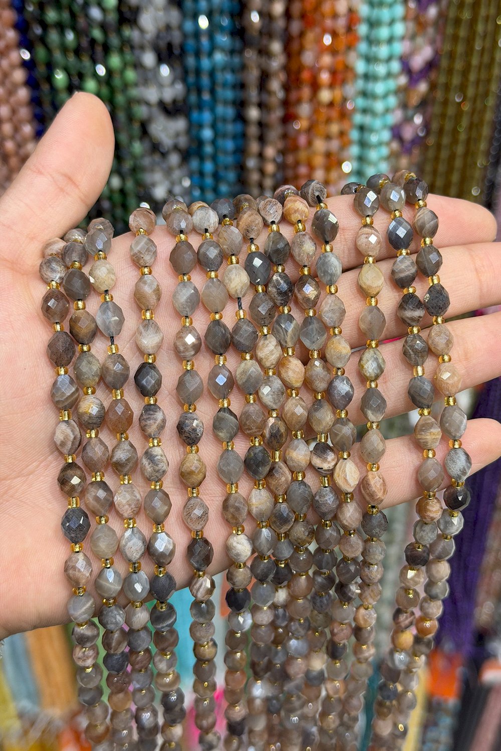 Sunstone Special Faceted Black 8x6mm Bead Strand [AA]