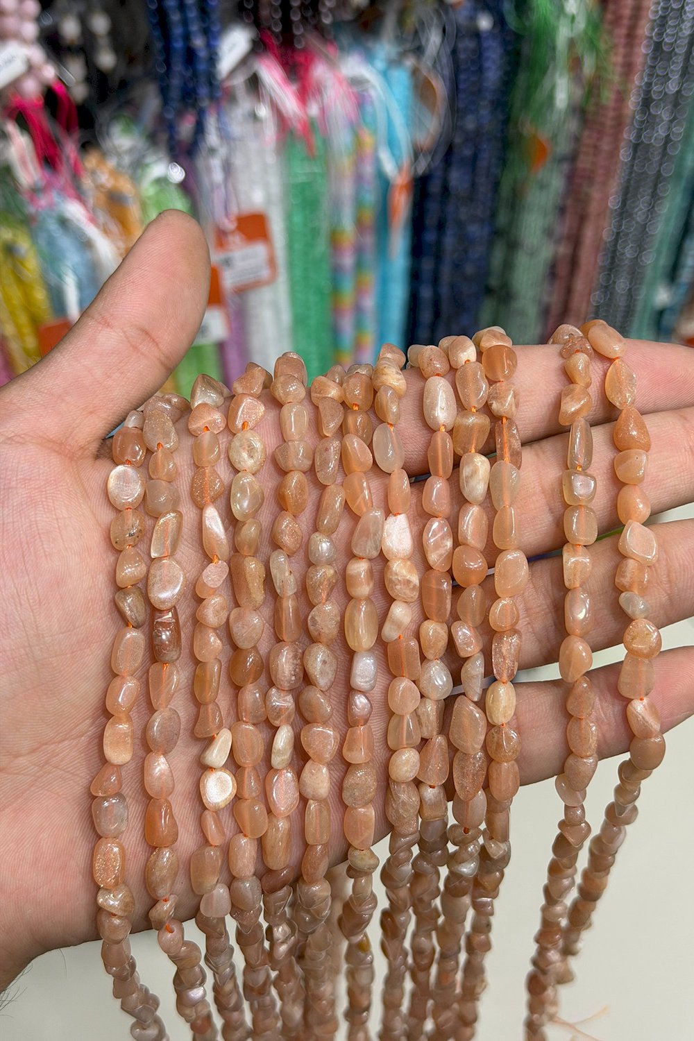 Watern Stone Natural Stone Tumbler Cut 6x8mm String Of Beads