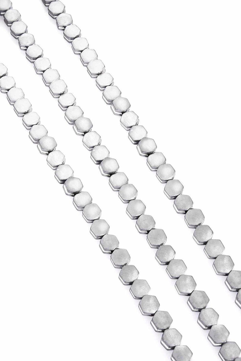 Hematit Taşı Altıgen Kanallı Kesim Mat Açık Gri 7x4mm Doğal Taş Dizi