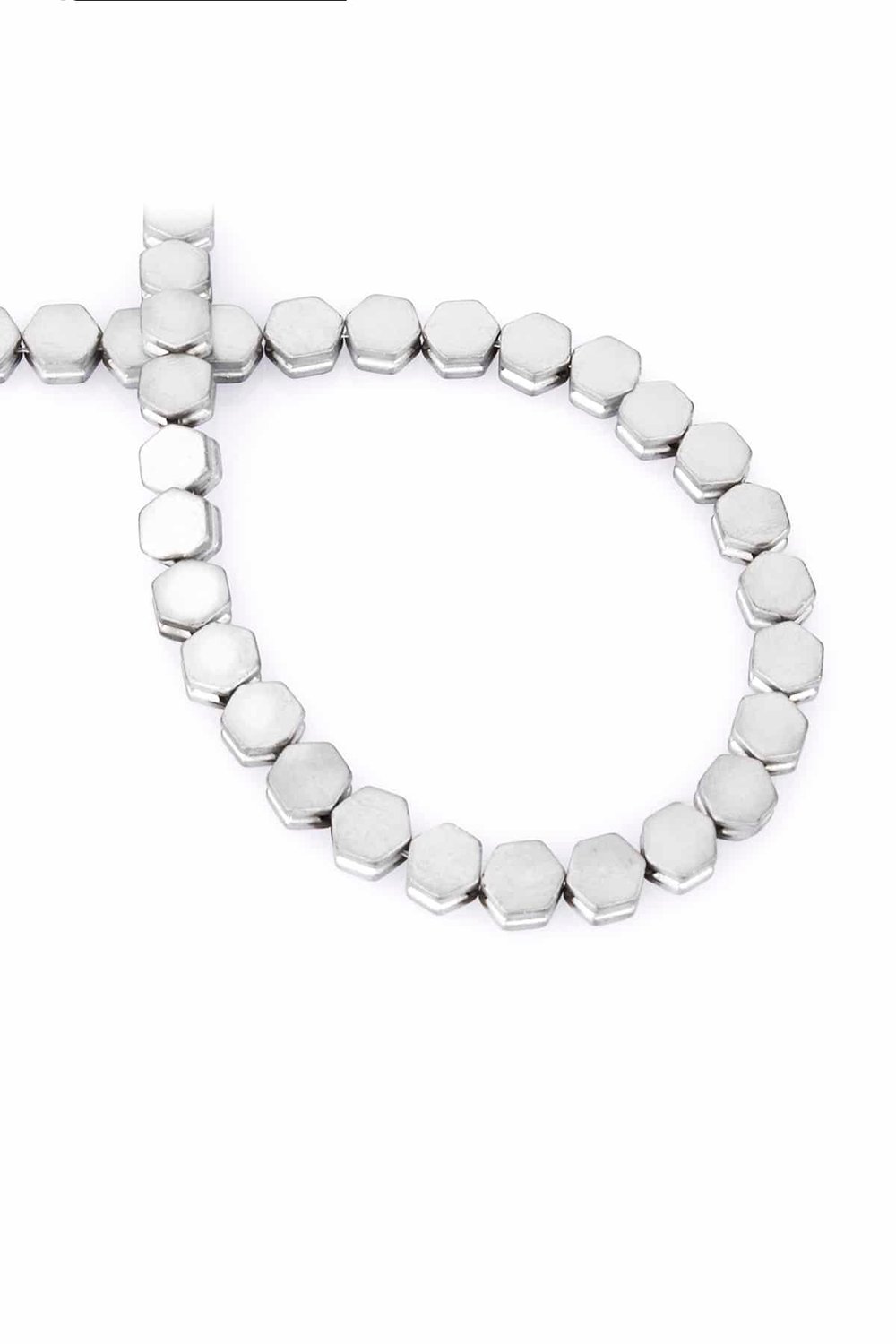 Hematit Taşı Altıgen Kanallı Kesim Mat Açık Gri 7x4mm Doğal Taş Dizi