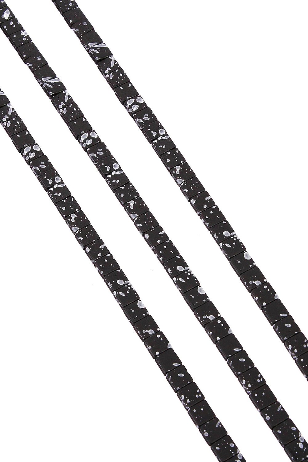 Hematit Taşı Yassı Kare Kanallı Kesim Mat Siyah 6x6mm Doğal Taş Dizi