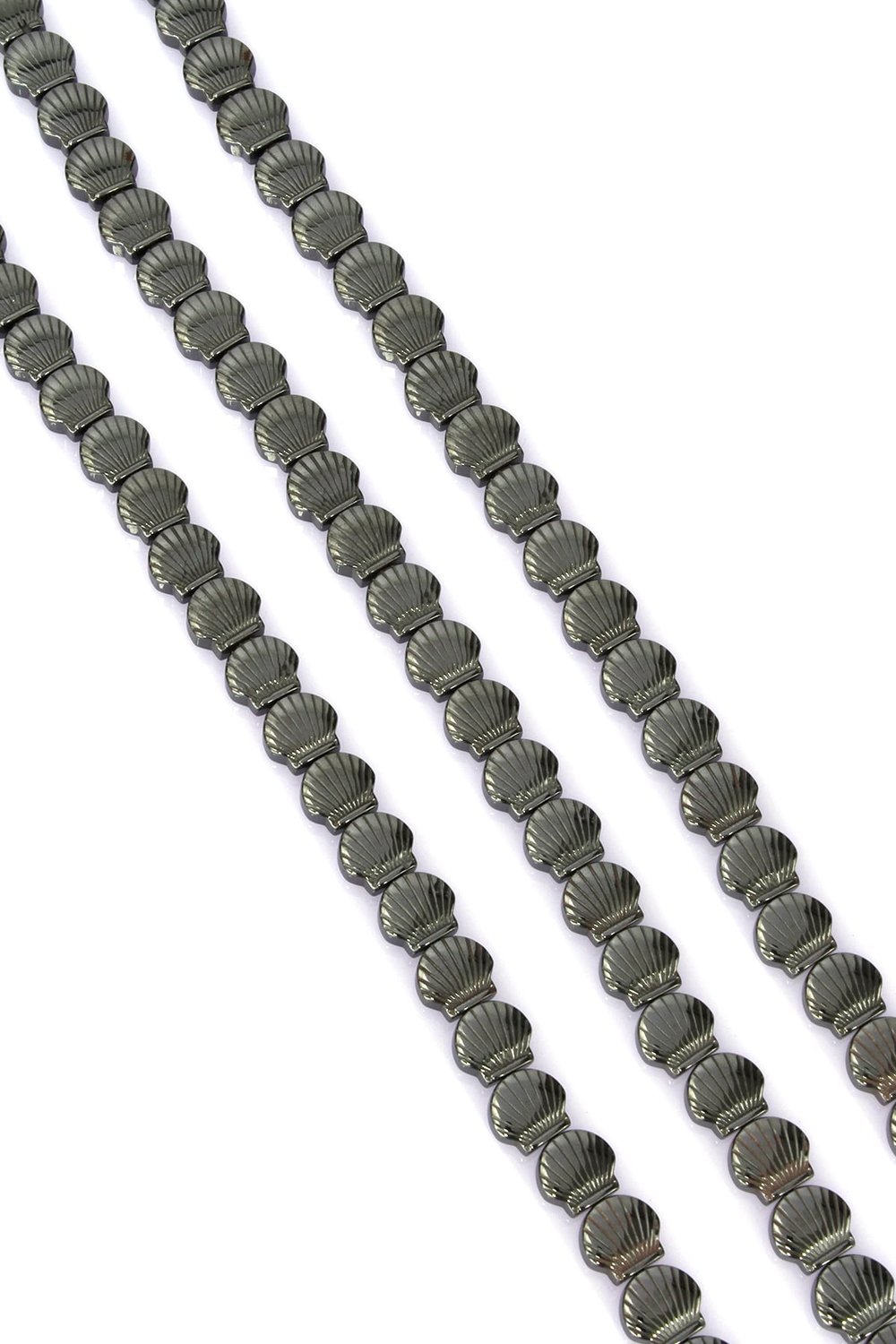 Hematite Natural Stone Smoked Clam Cut 8mm String Of Beads