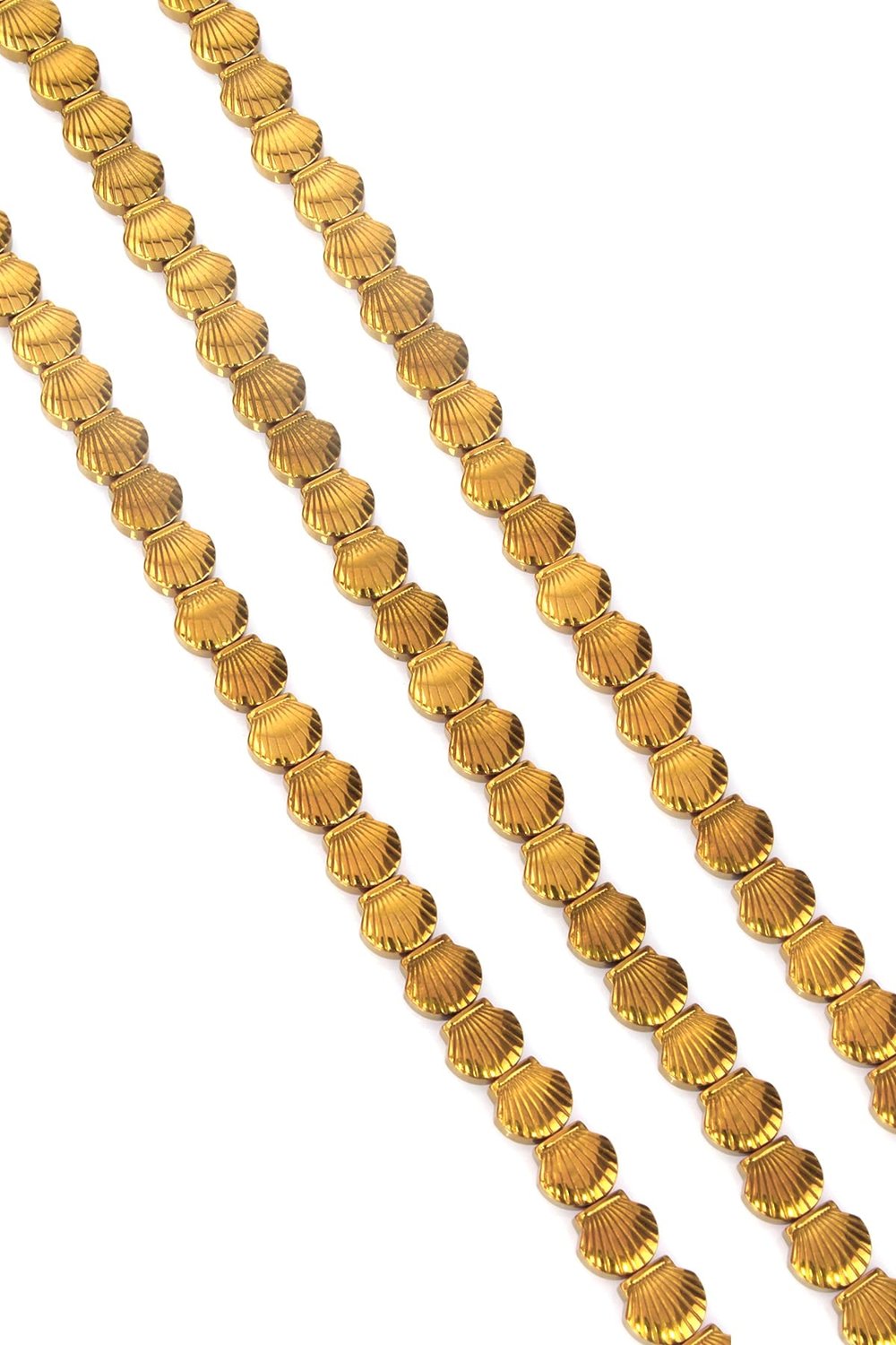 Hematite Natural Stone Gold Clam Cut 8mm String Of Beads