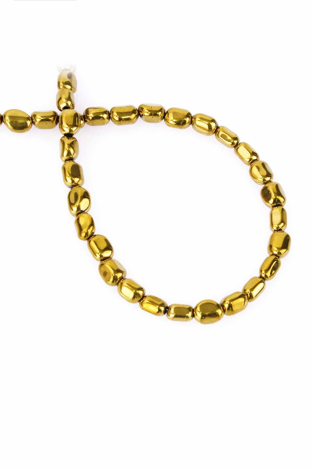 Hematit Taşı Tımbıl Kesim Parlak Gold 5x6mm Doğal Taş Dizi