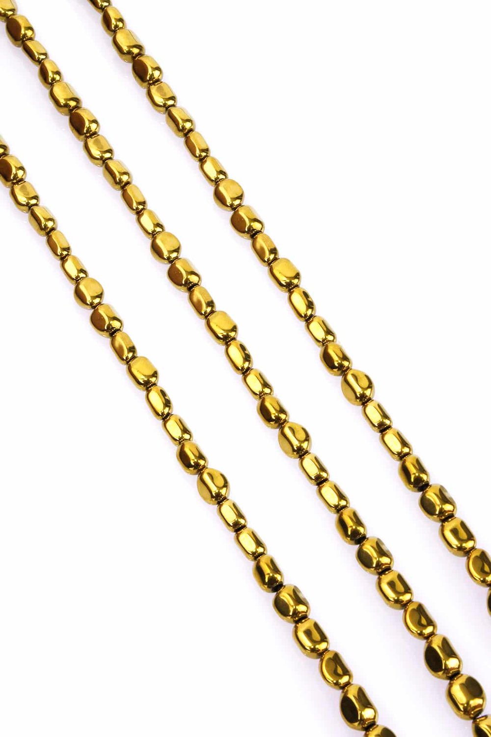 Hematit Taşı Tımbıl Kesim Parlak Gold 5x6mm Doğal Taş Dizi