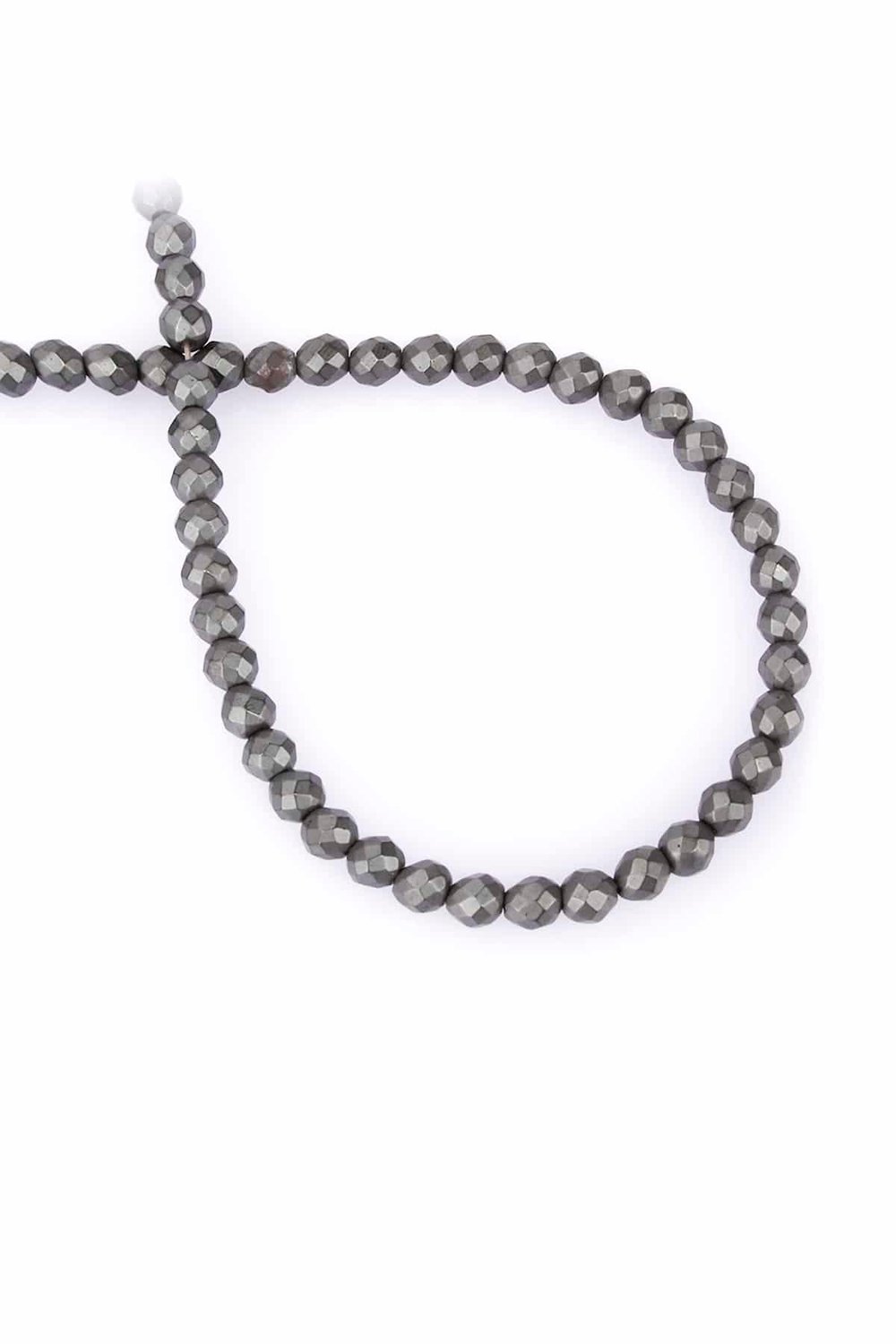 Hematite Natural Stone Grey Globe Facet Cut 6mm String Of Beads