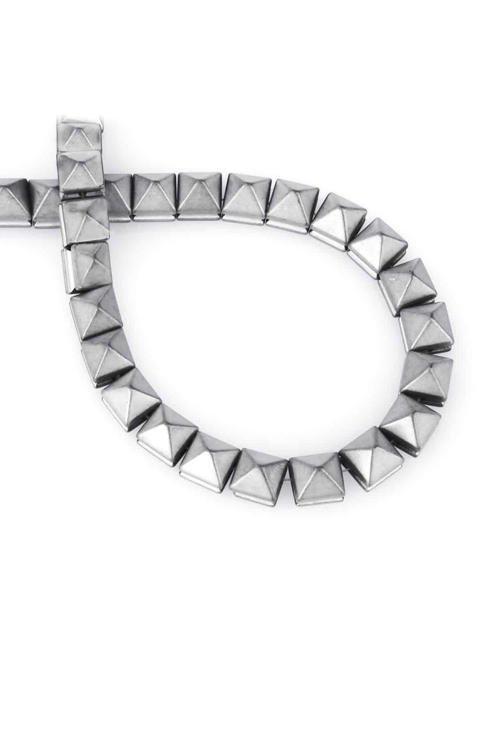 Hematite Natural Stone Grey Pyramid Cut 8x8x8mm String Of Beads