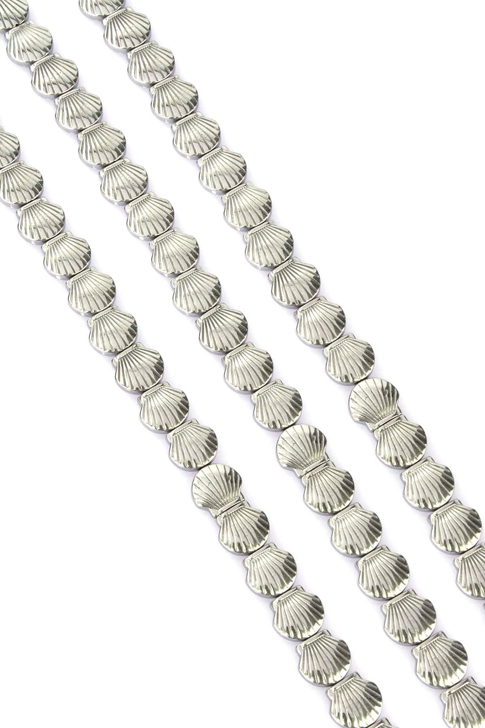 Hematit Taşı Deniz Kabuğu Kesim Parlak Gümüş 8x8mm Doğal Taş Dizi