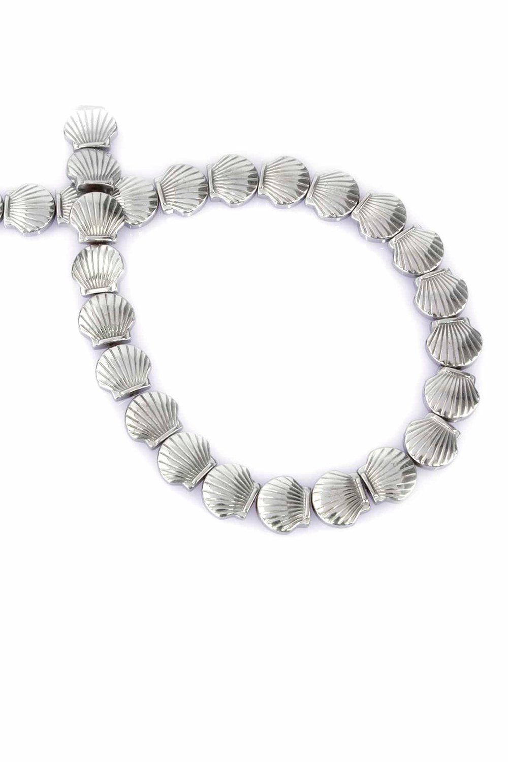 Hematit Taşı Deniz Kabuğu Kesim Parlak Gümüş 8x8mm Doğal Taş Dizi