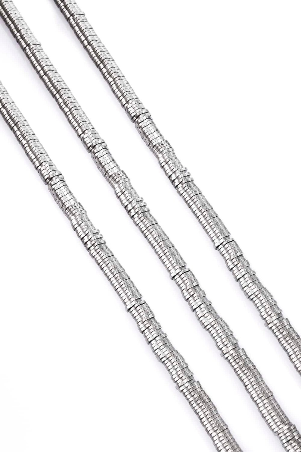 Hematit Taşı Papatya Rondela Kesim Mat Açık Gri 6x1mm Doğal Taş Dizi