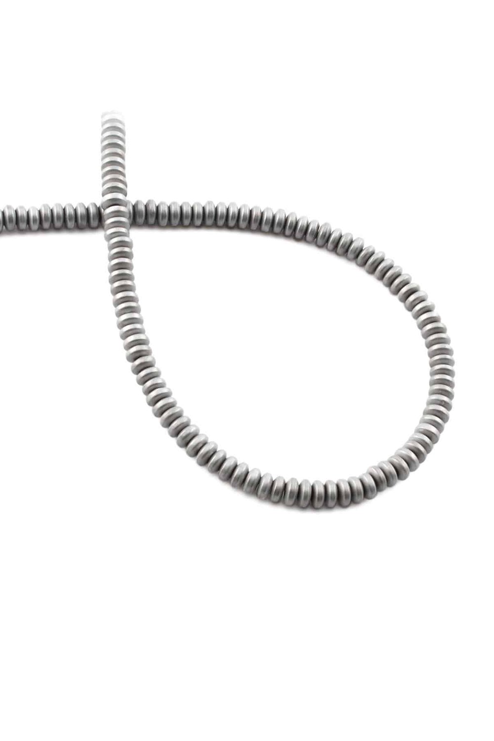 Hematite Natural Stone Matte Light Grey 4x2mm String Of Beads