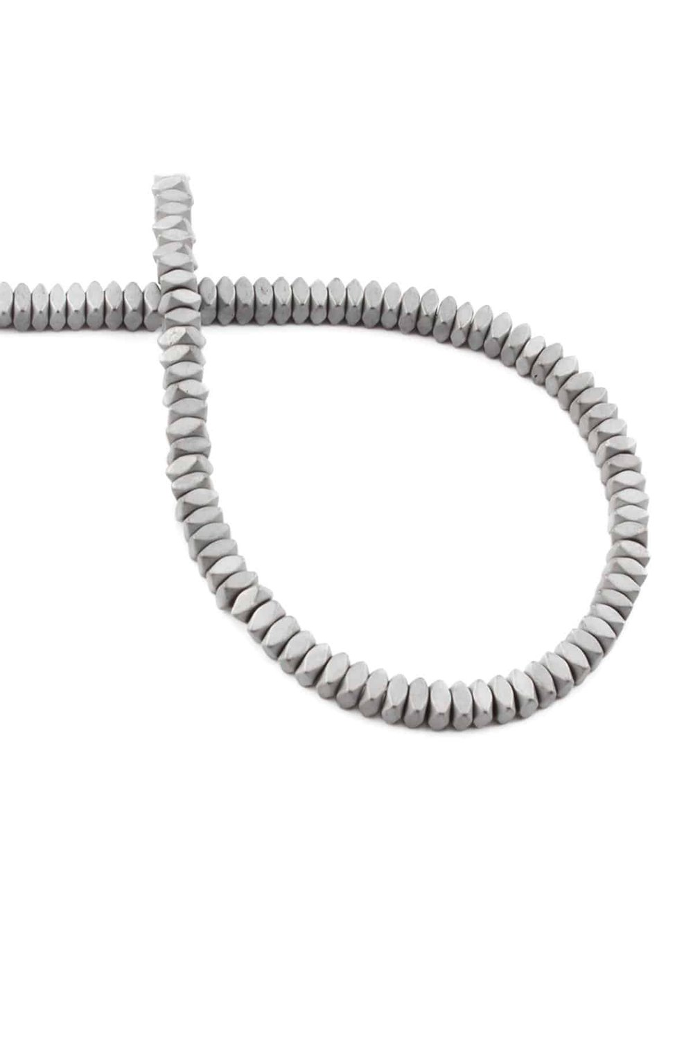 Hematite Natural Stone Matte Light Grey 4x2mm String Of Beads