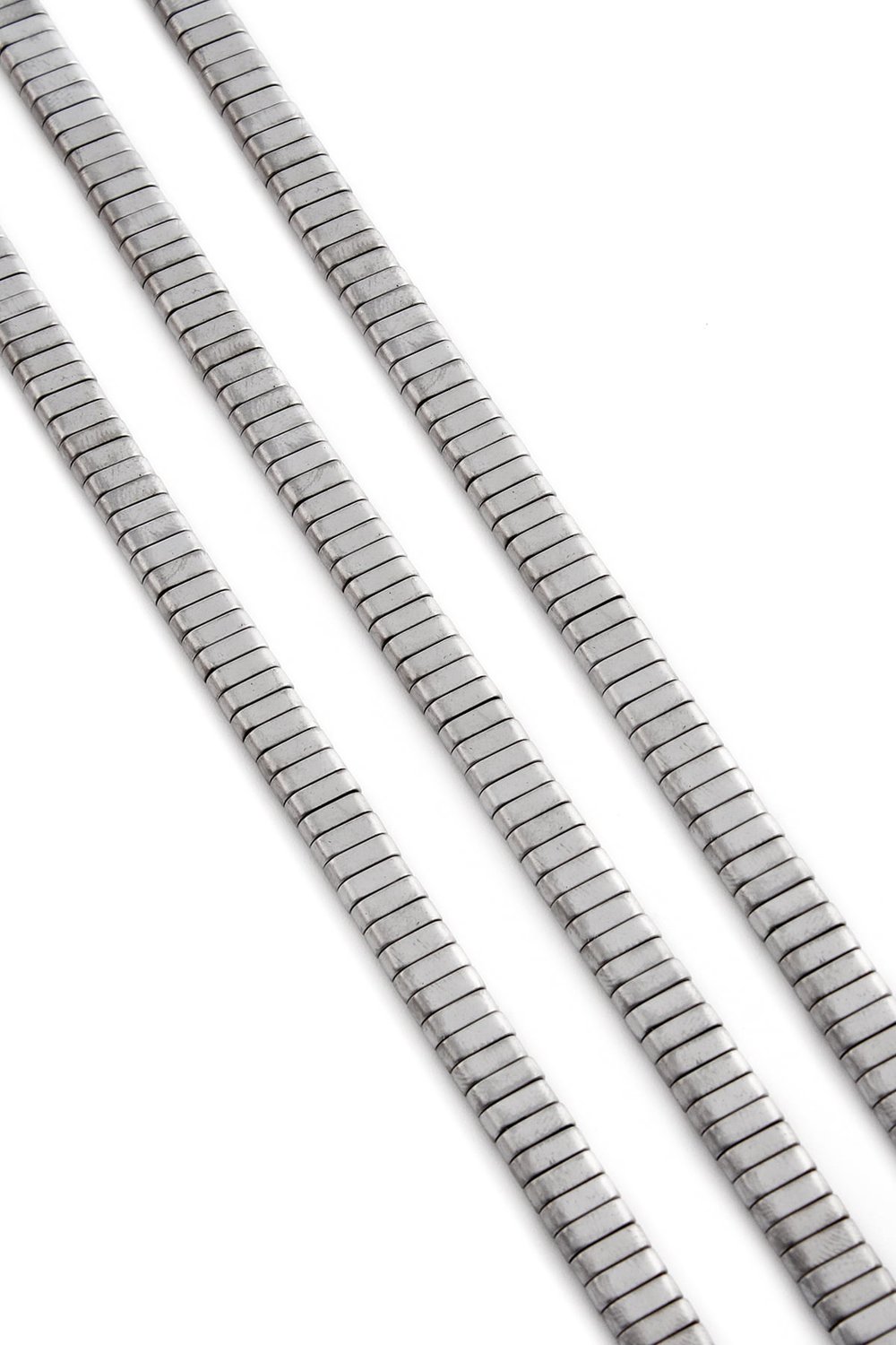 Hematit Taşı Yassı Dikdörtgen Kesim Mat Açık Gri 6x2mm Doğal Taş Dizi