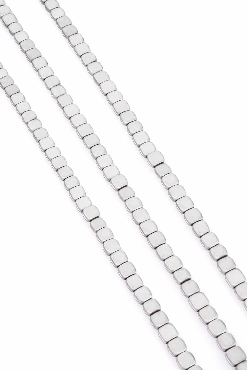 Hematite Natural Stone Matte Light Grey Square Cut 6x6mm String Of Beads