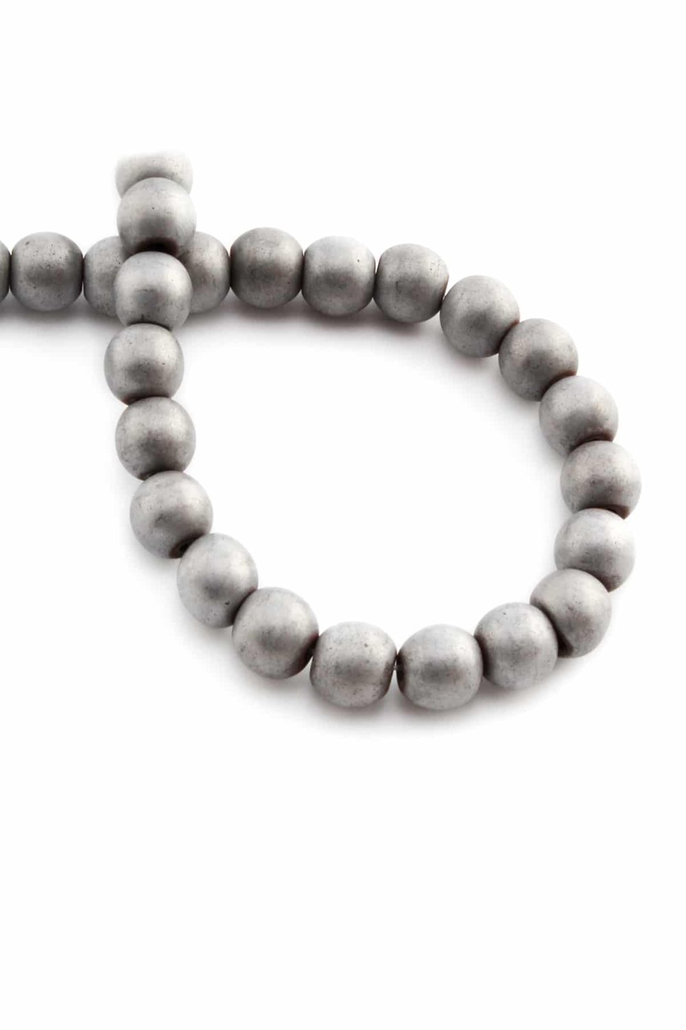 Hematite Natural Stone Matte Light Grey Globe Cut 8mm String Of Beads