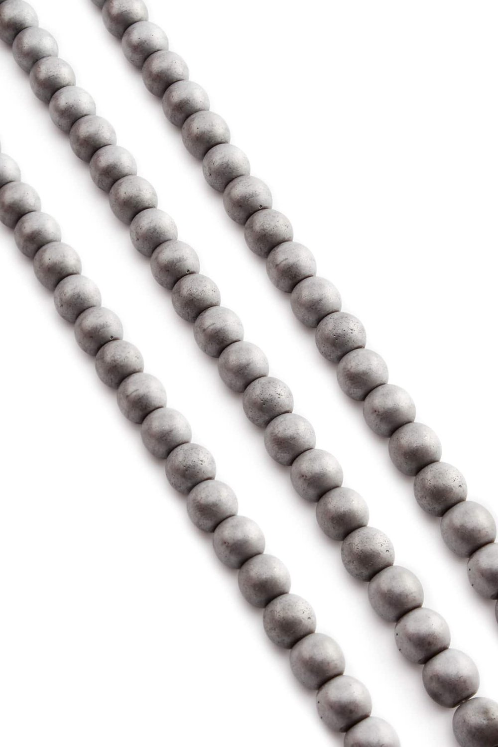 Hematite Natural Stone Matte Light Grey Globe Cut 8mm String Of Beads