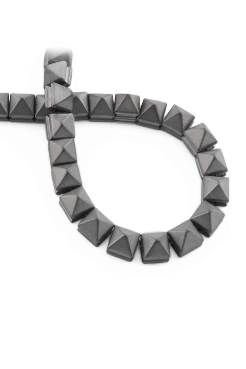 Hematite Natural Stone Matte Light Grey Pyramid Cut 8x8x8mm String Of Beads
