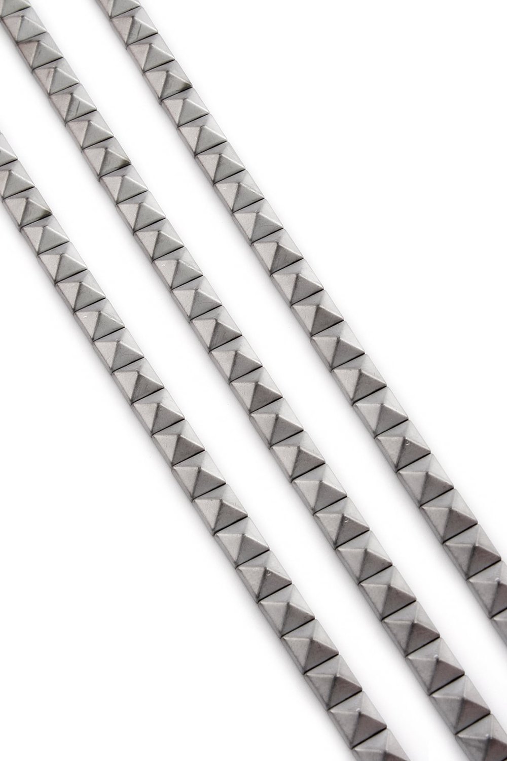Hematite Natural Stone Matte Light Grey Pyramid Square Cut Double Hole 6x6mm String Of Beads