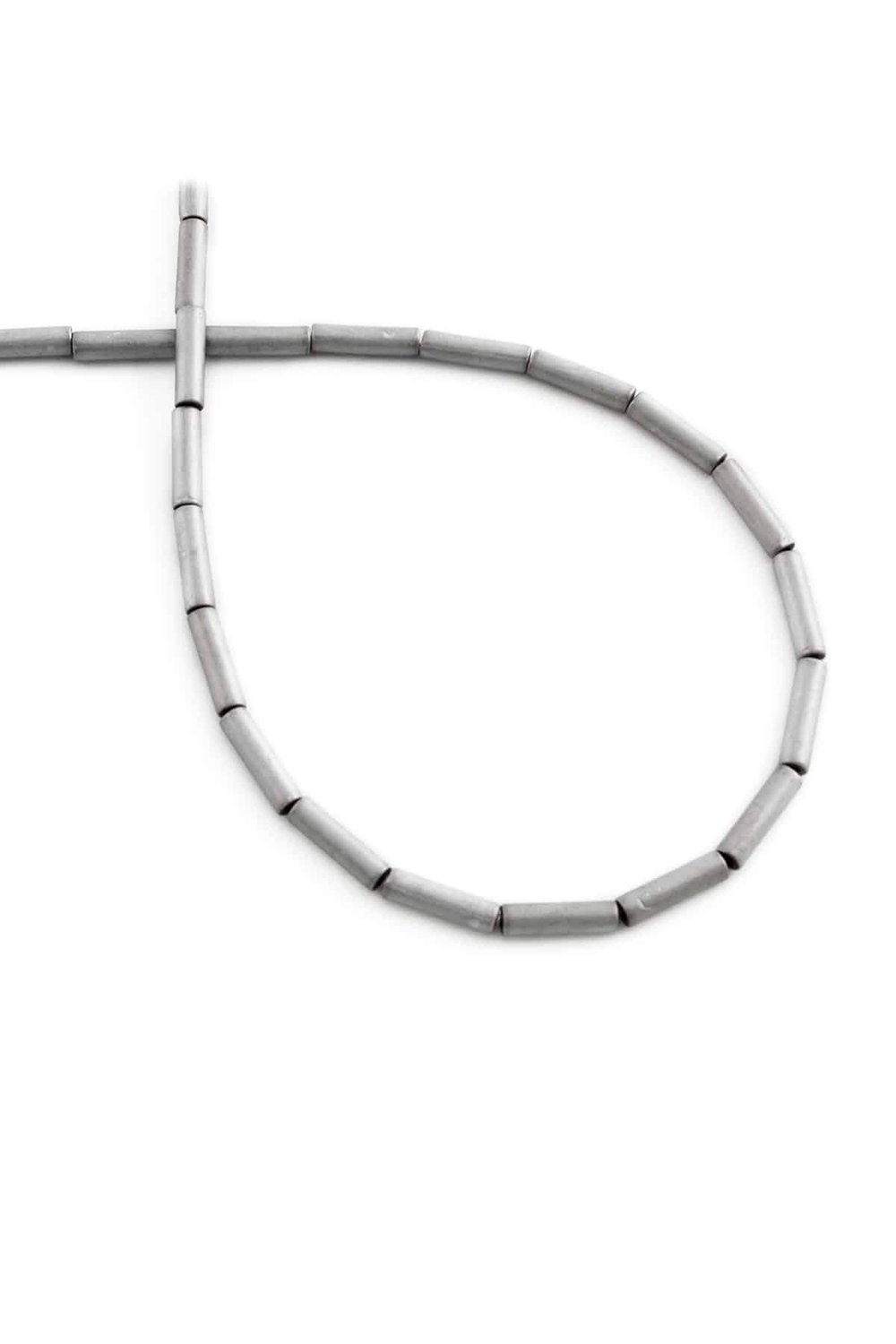 Hematit Taşı Silindir Kesim Mat Açık Gri 2x8mm Doğal Taş Dizi