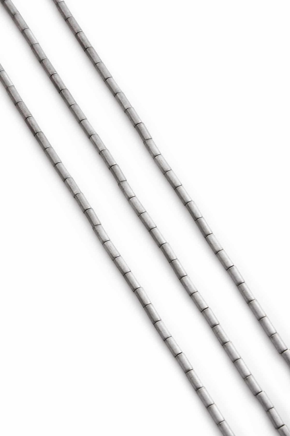 Hematite Natural Stone Matte Light Grey Cylinder Cut 2x4mm String Of Beads