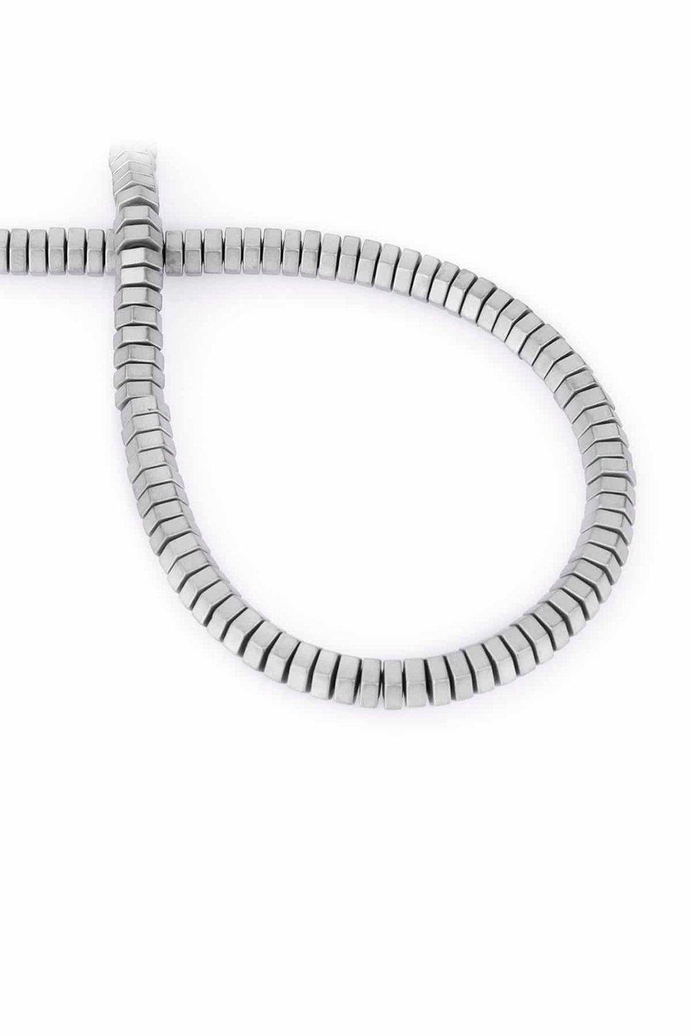 Hematit Taşı Altıgen Rondela Kesim Mat Açık Gri 6x2mm Doğal Taş Dizi