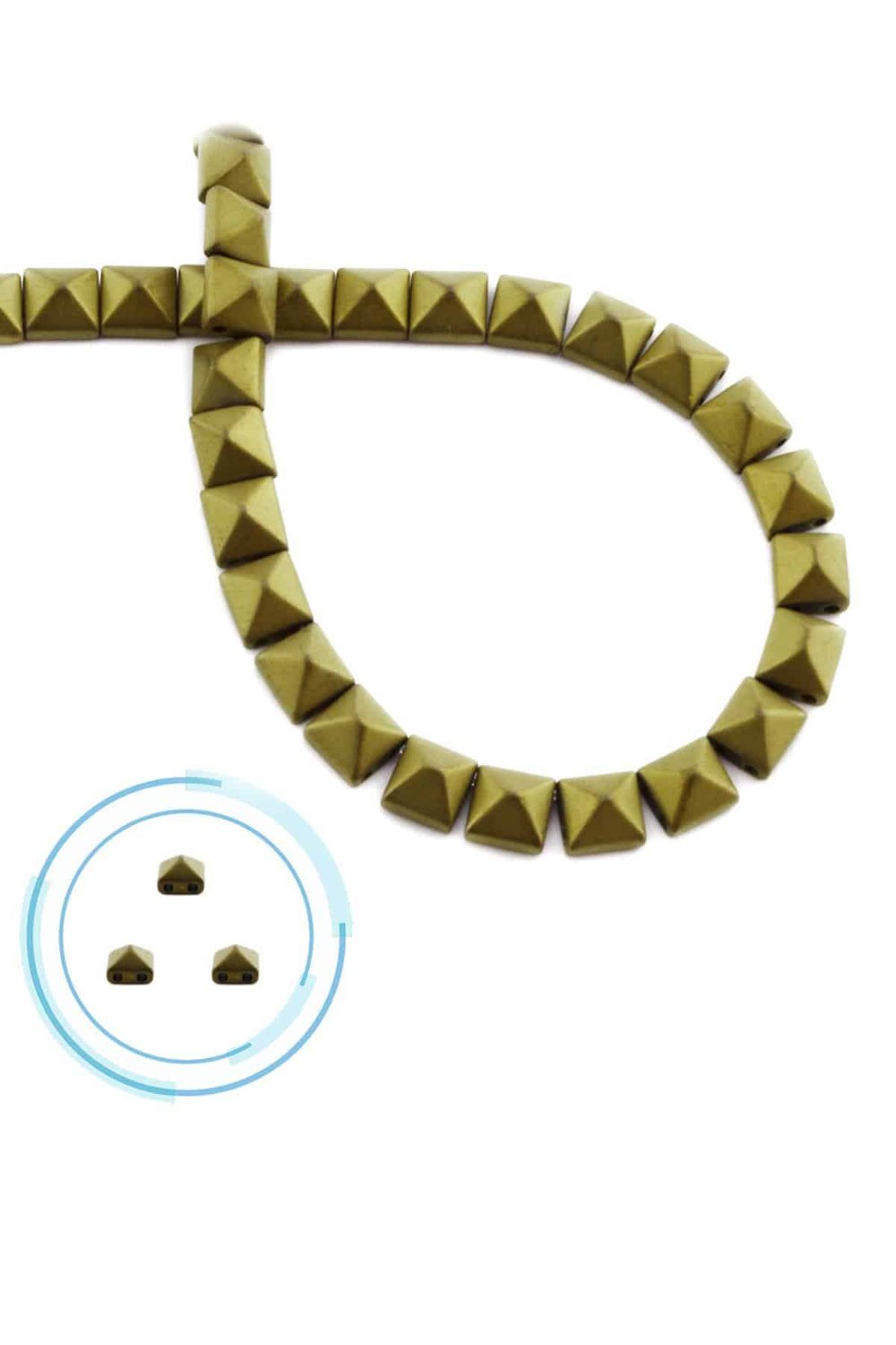 Hematite Natural Stone Matte Light Yellow Pyramid Square Cut Double Hole 6x6mm String Of Beads