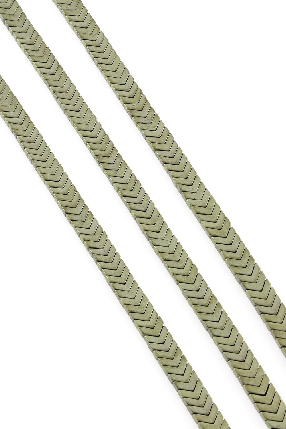 Hematite Natural Stone Matte Antique Yellow Sergeant Cut 7x2mm String Of Beads