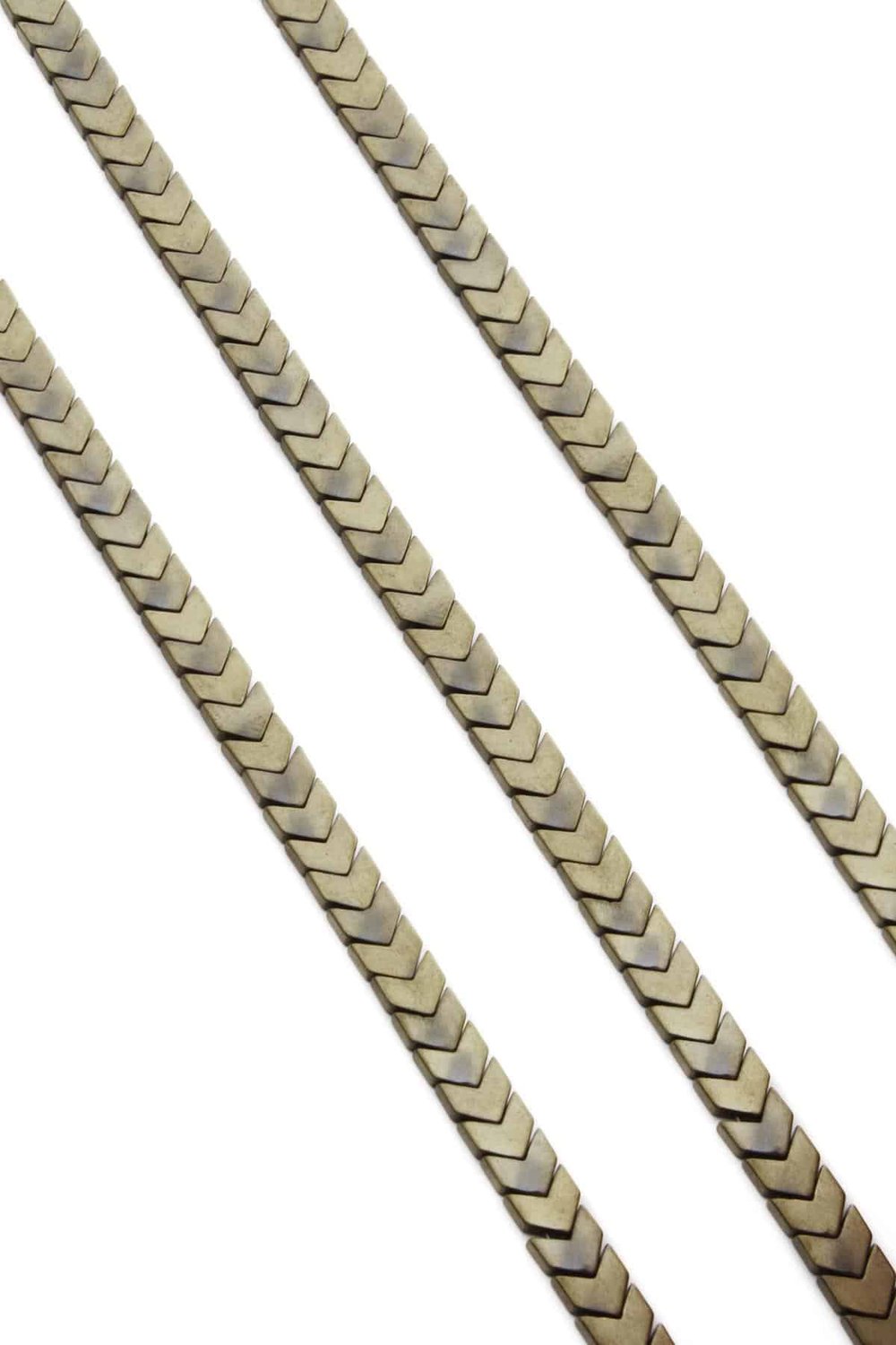 Hematite Natural Stone Matte Antique Yellow Sergeant Cut 6x3mm String Of Beads