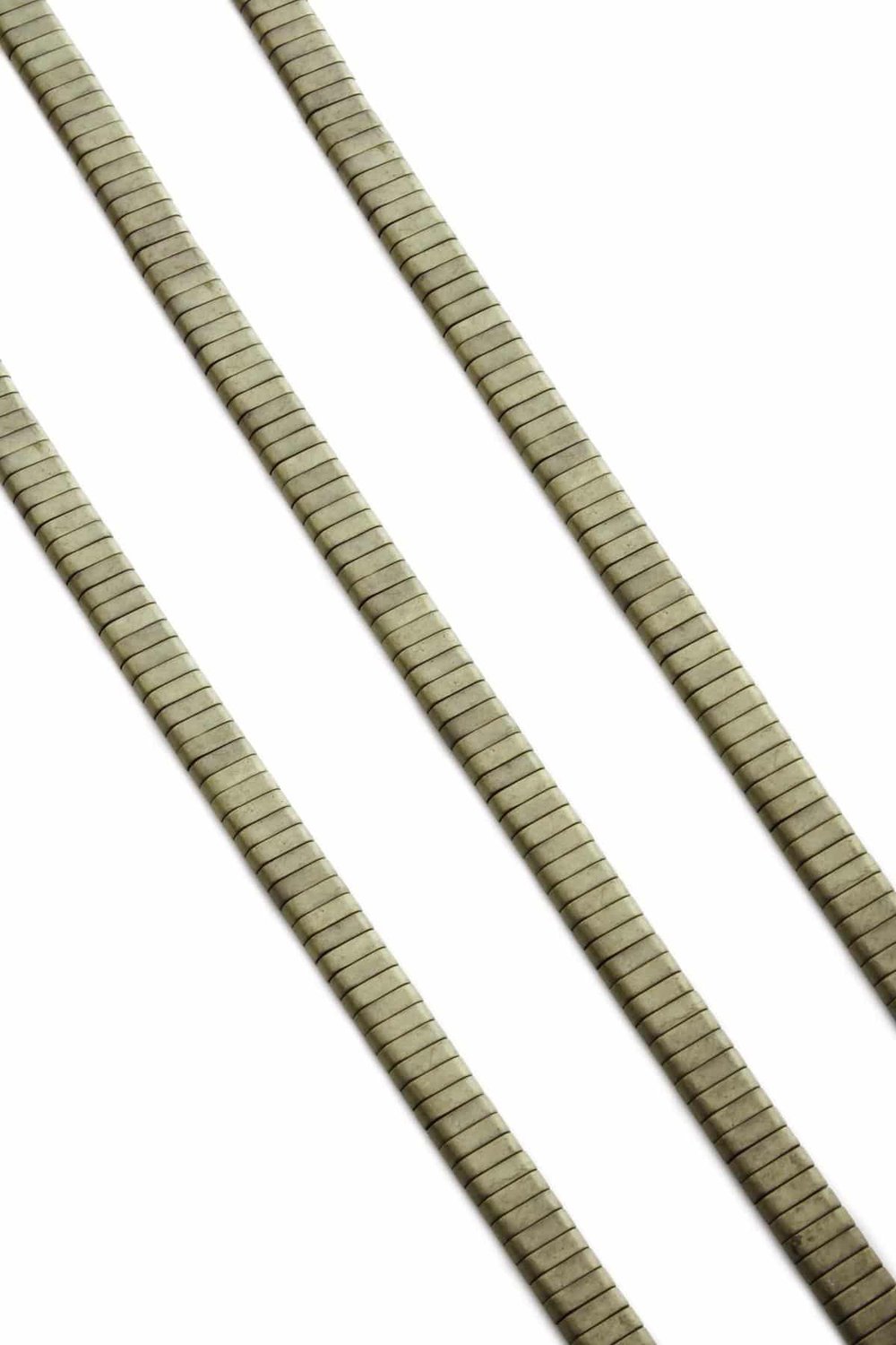 Hematite Natural Stone Matte Antique Yellow Double Hole 6x2mm String Of Beads