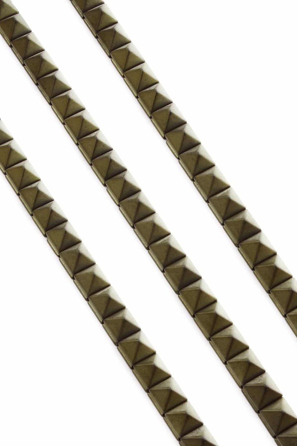Hematite Natural Stone Matte Antique Yellow Pyramid Cut 8x8x8mm String Of Beads