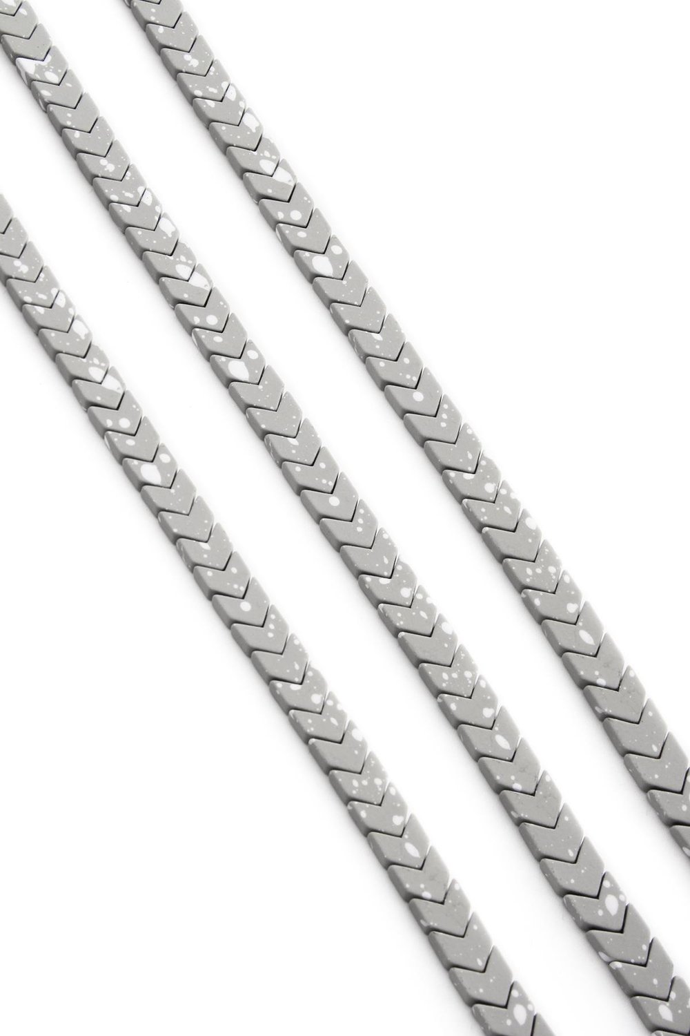 Hematite Natural Stone Matte Mottled Light Grey Sergeant Cut 6x3mm String Of Beads