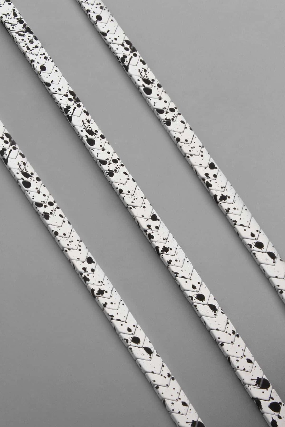 Hematite Natural Stone Matte Mottled White Sergeant Cut 6x3mm String Of Beads