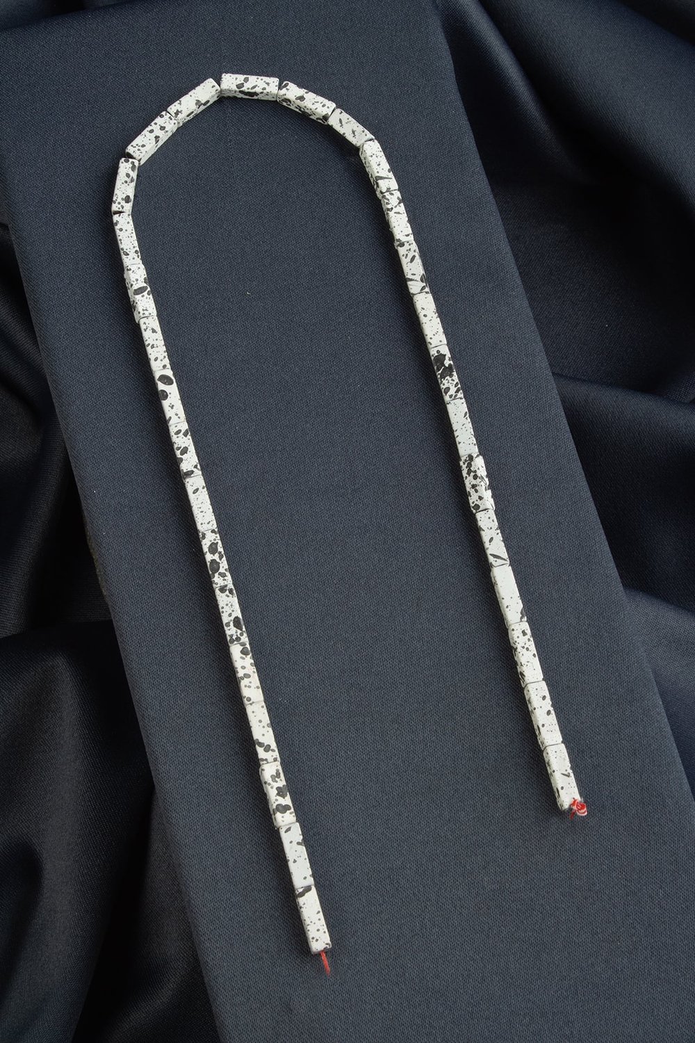 Hematite Natural Stone Matte Mottled White Rectangular Cut 4x13mm String Of Beads