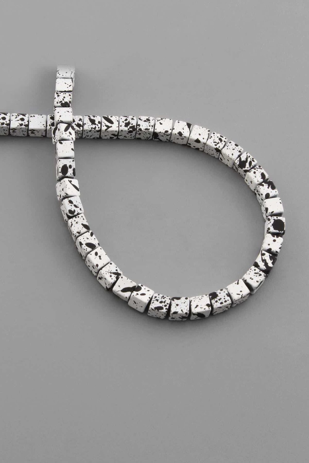 Hematite Natural Stone Matte Mottled White Square Cut 4x4mm String Of Beads