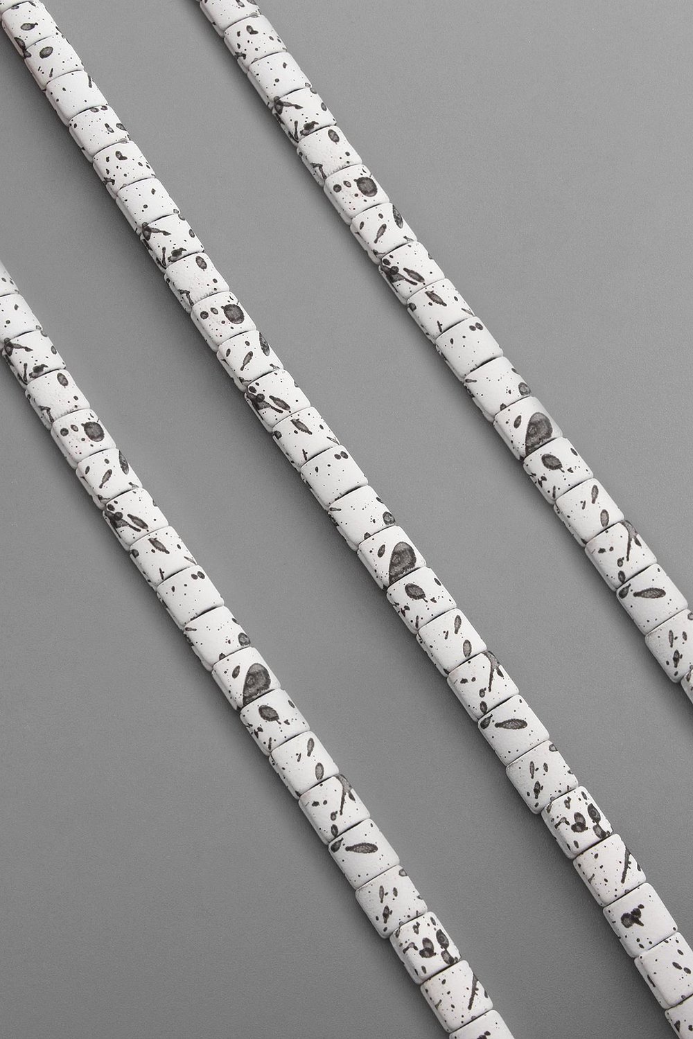 Hematite Natural Stone Matte Mottled White Square Cut 7x7mm String Of Beads