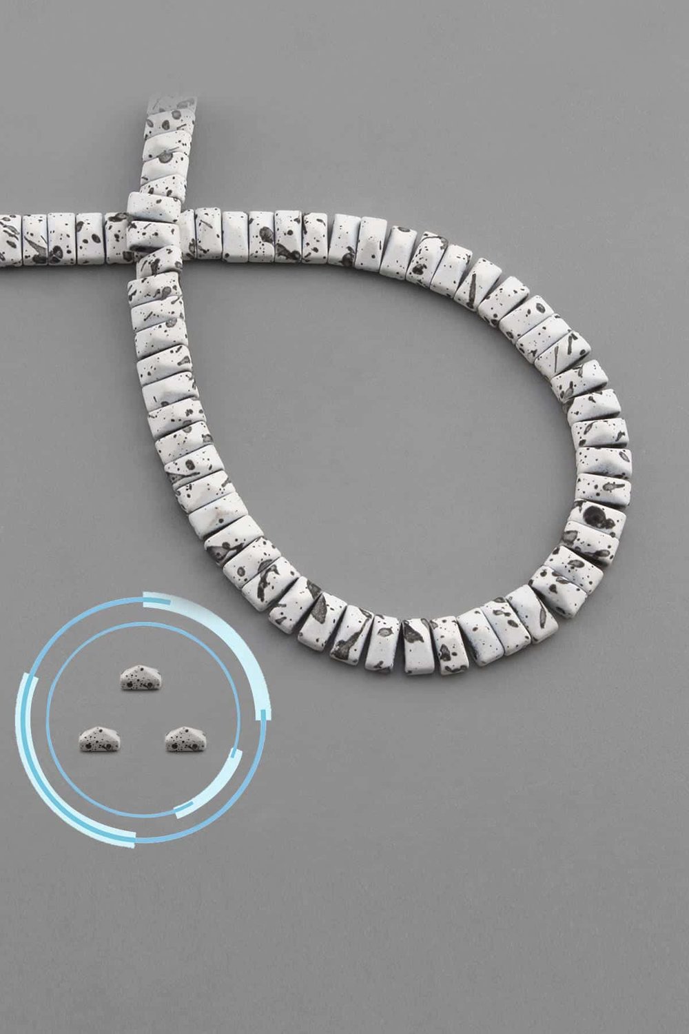 Hematit Taşı Piramit Kesim Beyaz 6x3mm Doğal Taş Dizi