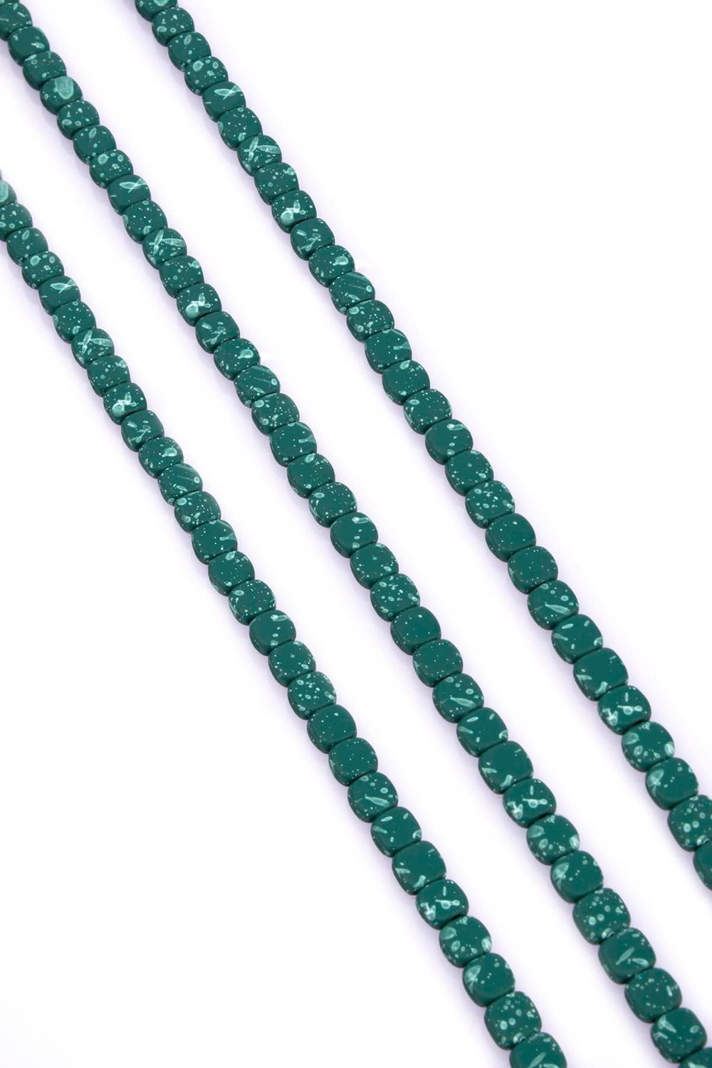 Hematite Natural Stone Matte Mottled Khaki Green Square Cut 6x6mm String Of Beads