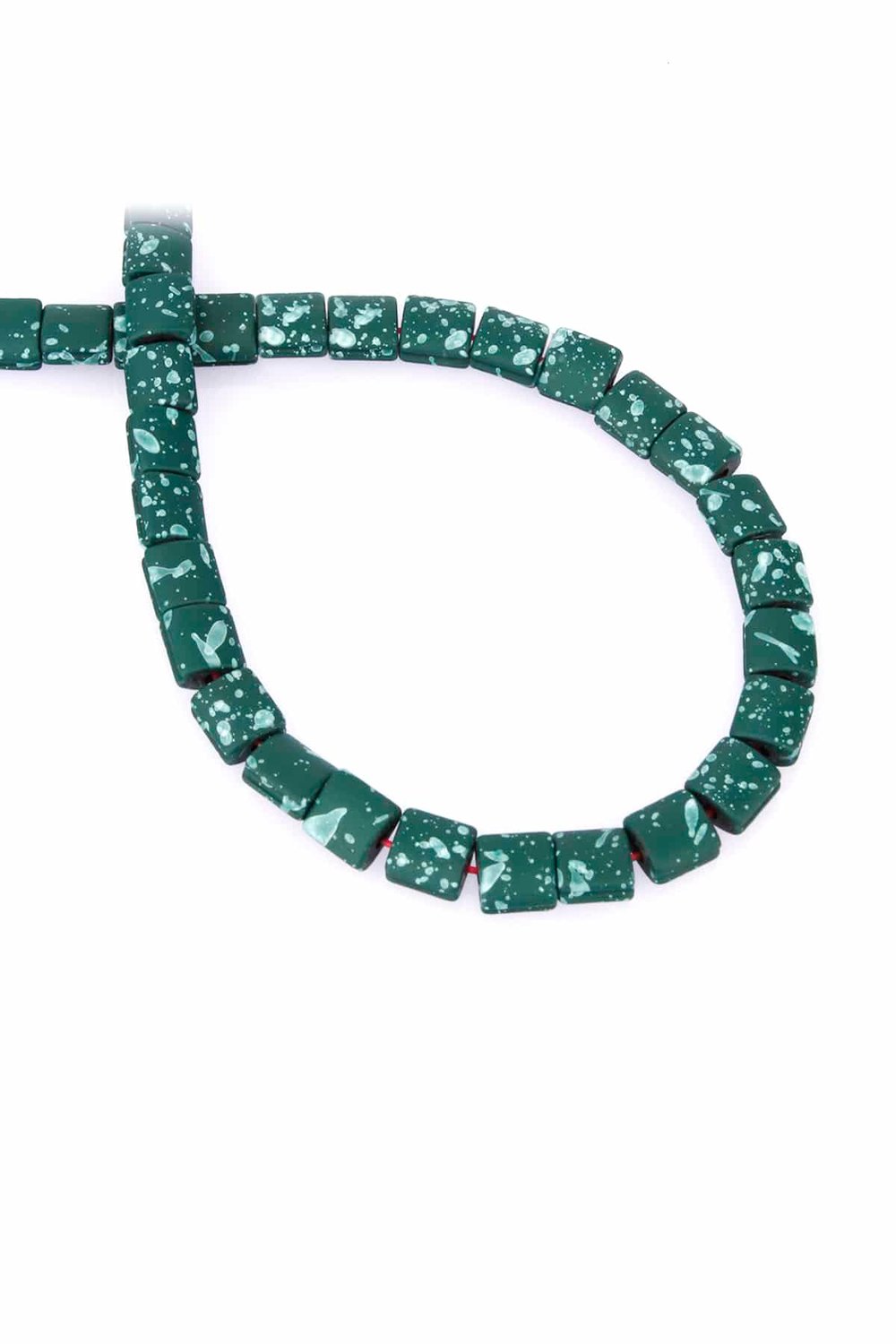 Hematite Natural Stone Matte Mottled Khaki Green Square Cut 7x7mm String Of Beads